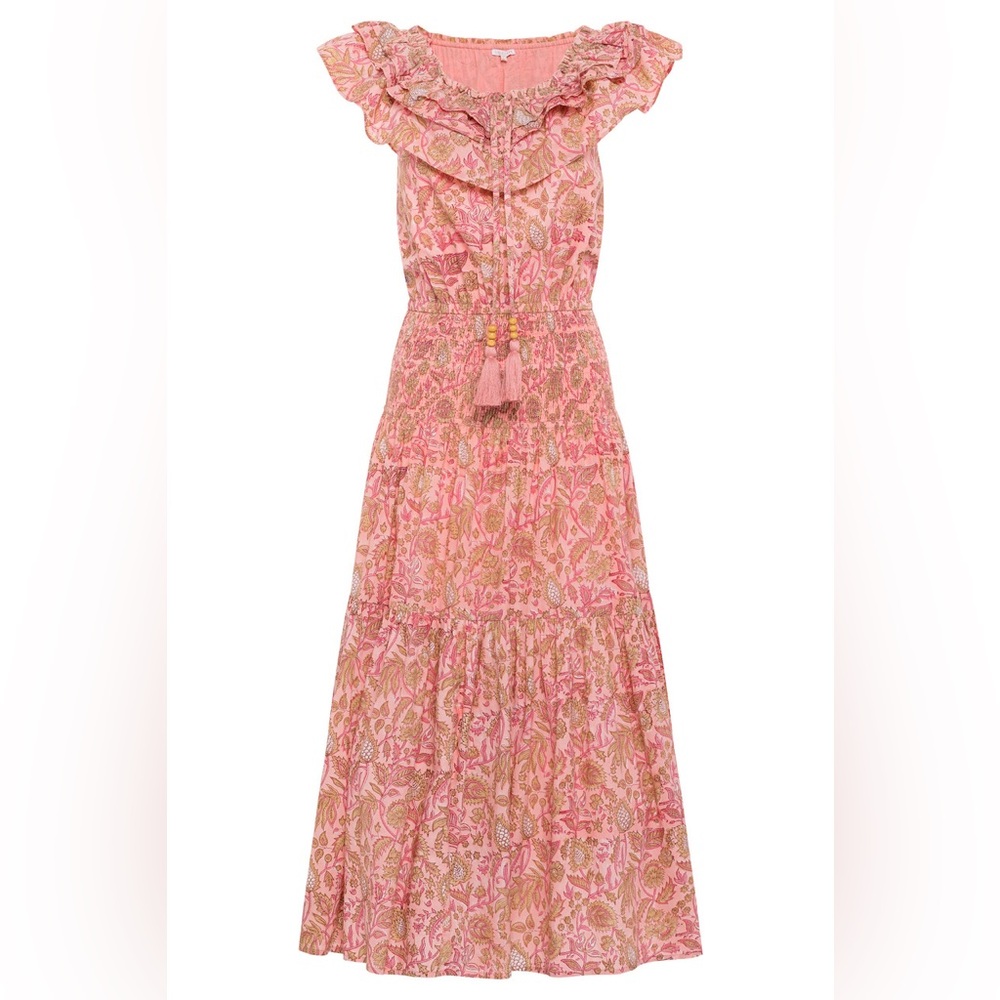Anna‎ Kate Floral Pink Maxi Dress with Ruffle Details size M